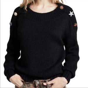 Veronica Beard Black Chase Jewel Sweater XS